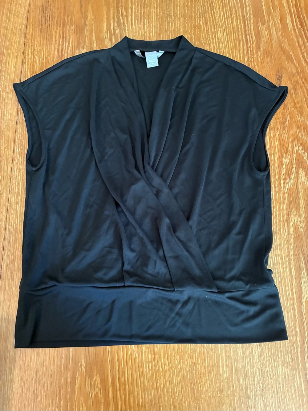 H&M Black Sleeveless Draped Crossover Blouse